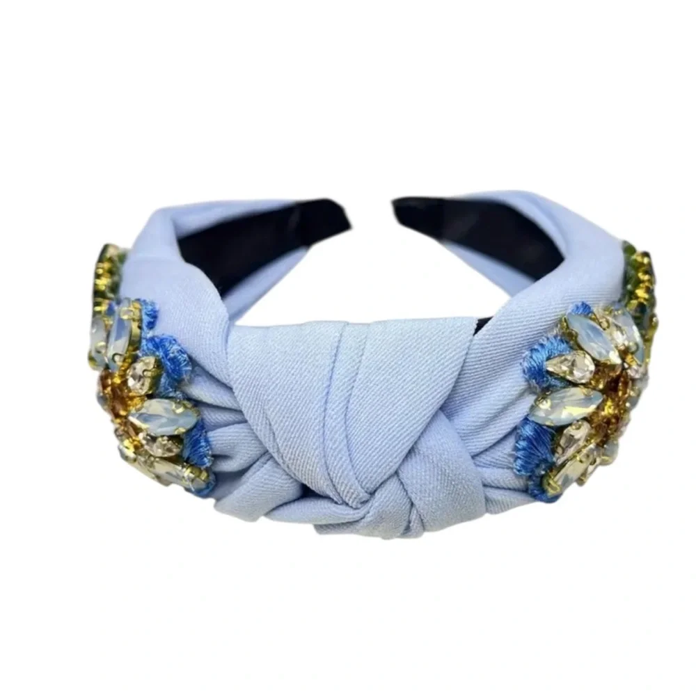 Rhinestone Floral Embroidered Headband